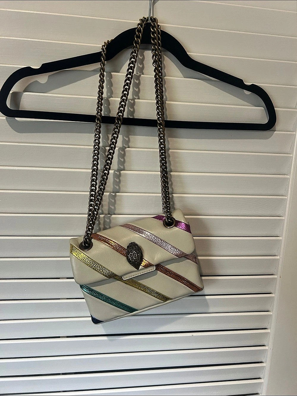 Kurt Geiger London Leather Kensington Bag White & Multicolor